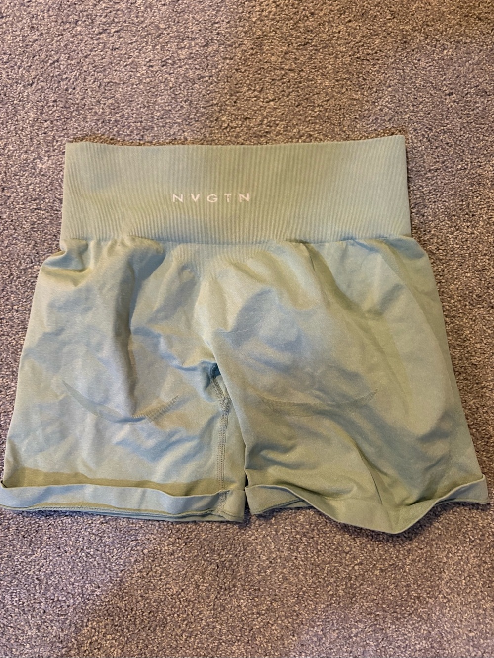 NVGTN Sage Green High Rise Contour Seamless Shorts- Medium